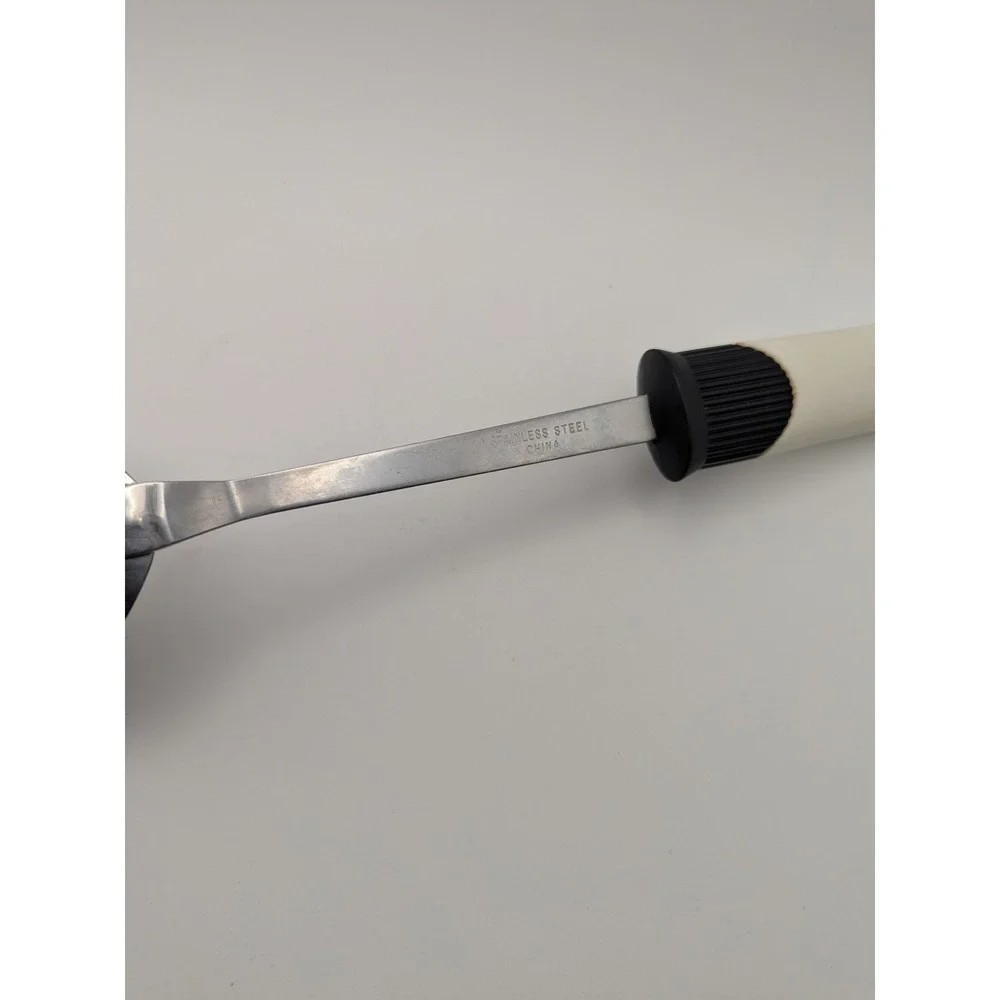 Vintage EKCO Serving Spoon Stainless Steel White‎ Black Plastic Handle Utility